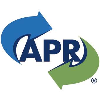 APR certification logo for recyclable packaging design recognition.