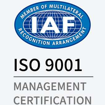 ISO 9001 certification logo for quality management system in cosmetic packaging manufacturing.