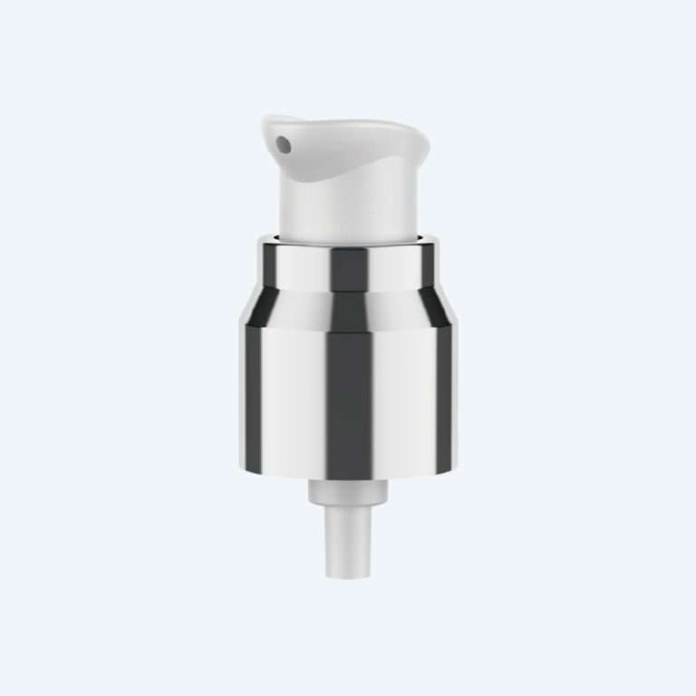 Treatment pump SR-08050024 with electroplated collar and ergonomic actuator for 20/410 neck size delivering 0.25ml dosage for skincare packaging
