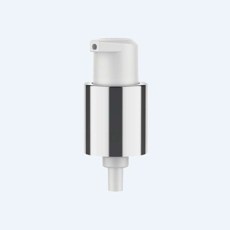 Treatment pump SR-08050026 with electroplated collar and 18/410 neck size delivering 0.25ml dosage for luxury skincare packaging