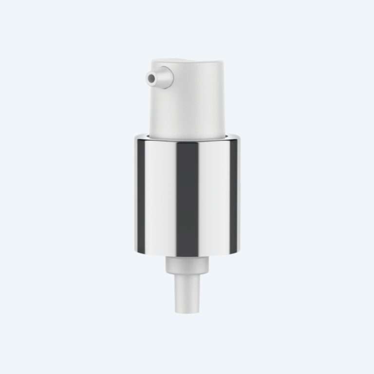 Treatment pump SR-08050027 with electroplated collar and 18/410 neck size delivering 0.25ml dosage for luxury skincare packaging