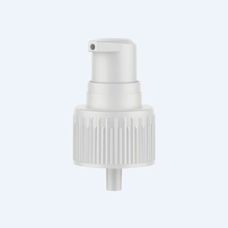 Treatment pump SR-08050036 with ribbed collar and 24/410 neck size delivering 0.25ml dosage for skincare packaging