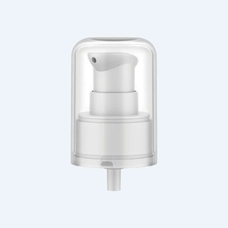 Treatment pump SR-08050005 with frosted finish and 24/410 full overcap delivering 0.25ml dosage for skincare packaging