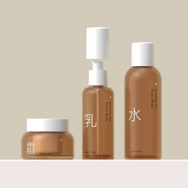 Thick wall PET cosmetic packaging set SR-0937 SR-2237 and SR-2337 available in 240ml 120ml and 50g for lotion and cream packaging