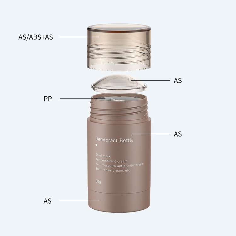 Twist up deodorant bottle SR-1001A available in 6g 15g 30g 50g and 75g with AS or ABS material for solid deodorant packaging