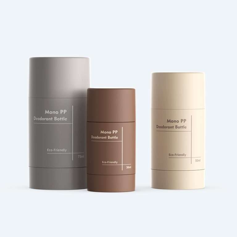 Twist up all plastic deodorant bottle SR-1002 available in 30g 50g and 75g with mono PP construction for eco-friendly solid deodorant packaging