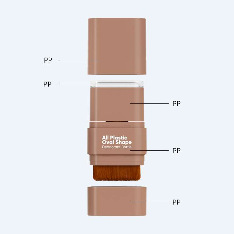 Deodorant bottle with brush SR-1003 available in 10g 15g and 20g with oval shape all plastic PP construction for solid deodorant packaging