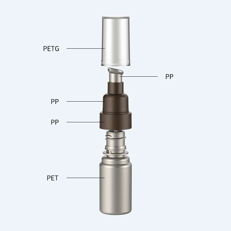 PET lotion bottle SR-2216 with pump dispenser available in 30ml and 80ml with 0.25ml dosage for lotion serum and cream packaging