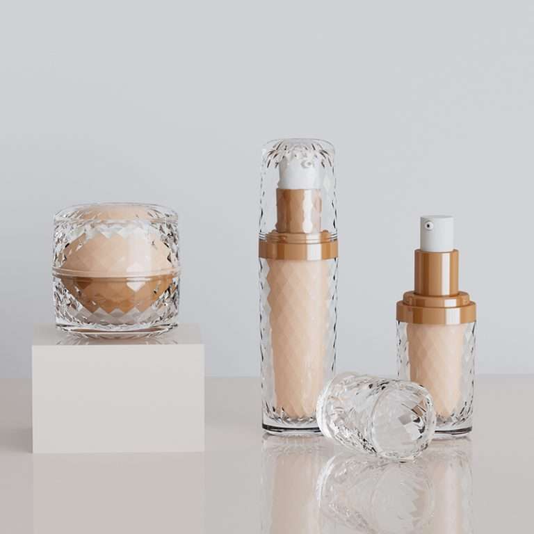 Double wall cosmetic packaging set SR-2217 available in 15ml and 30ml with pump dispenser for lotion and toner packaging