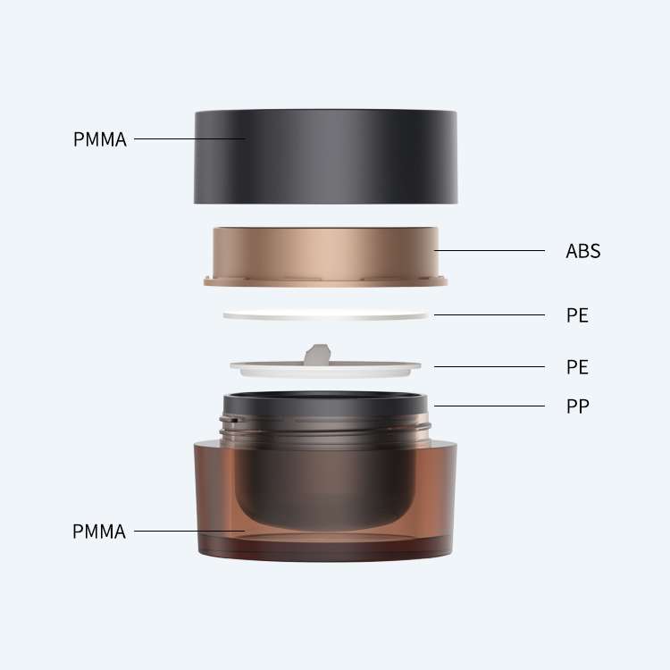 Double layer acrylic cream jar SR-2384A available in 15g 30g and 50g with PMMA outer layer for luxury skincare packaging