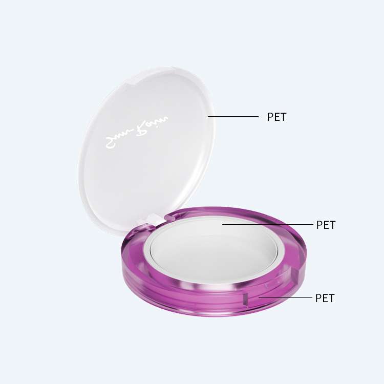 Compact powder case SR-2411 with clear PET mono-material and 10g capacity for pressed powder and highlighter packaging