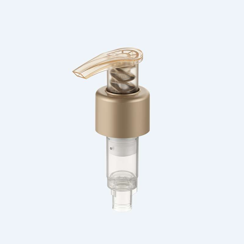 All plastic twist lock lotion pump SR-334 with 1.50ml discharge rate for 24/410 and 28/410 neck sizes with ribbed or smooth finish and PP or TPE spring