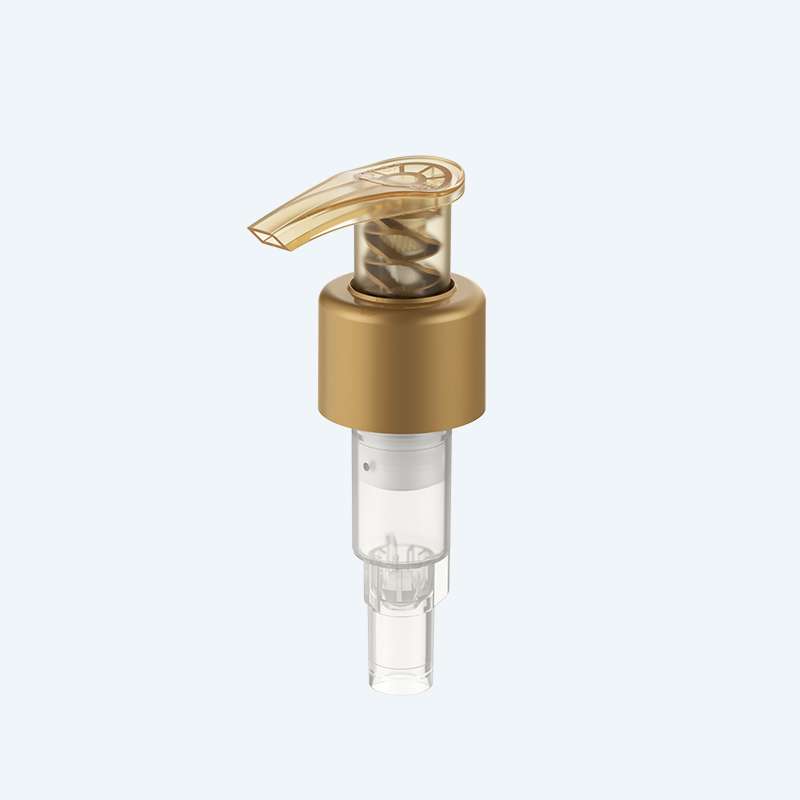 All plastic twist lock lotion pump SR-335 with 1.50ml discharge rate for 24/410 and 28/410 neck sizes with ribbed or smooth finish and PP or TPE spring