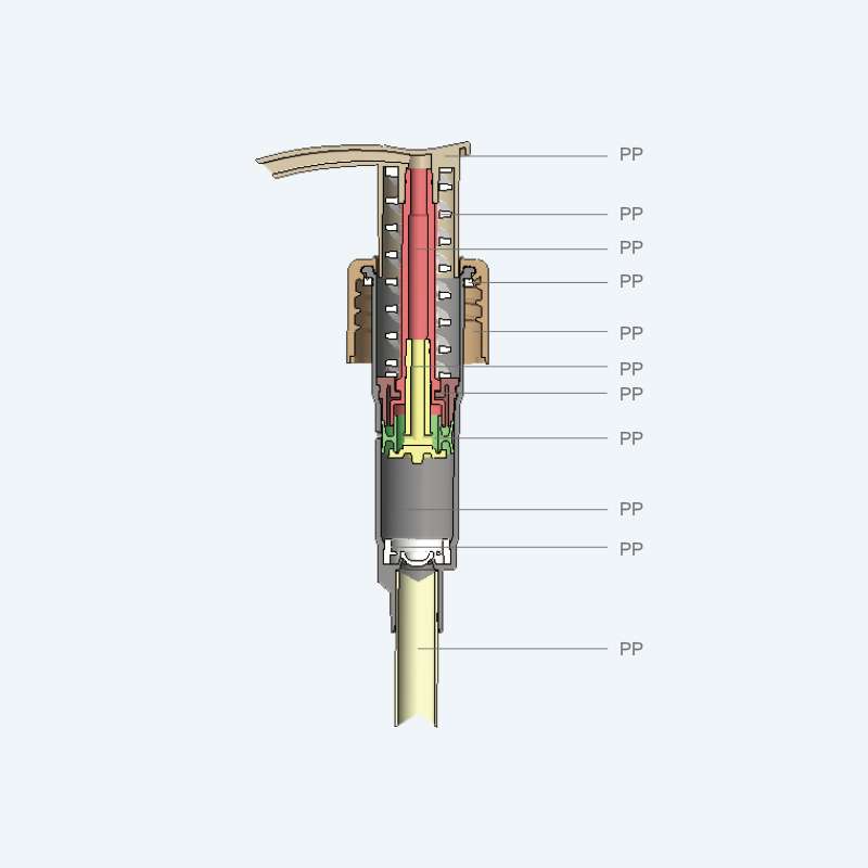 All plastic twist lock lotion pump SR-336A1 with 2.00ml discharge rate for 24/410 and 28/410 neck sizes with ribbed or smooth finish and PP spring