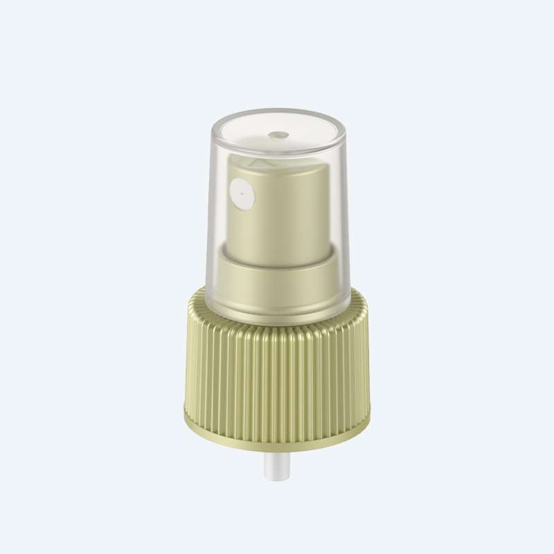 Fine mist perfume sprayer with clear cover cap SR-601 available in 18/410 20/410 and 24/410 neck sizes with ribbed alum or smooth finish
