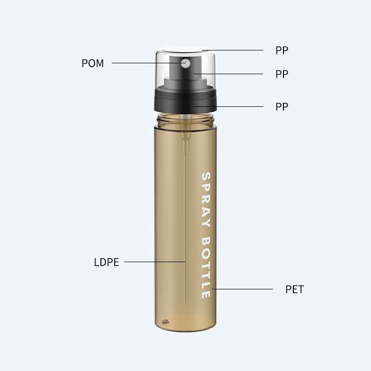 SR-612A1 fine mist PET spray bottle in 30ml, 50ml, 80ml, 100ml, and 120ml capacities with 0.10ml precise dosage.