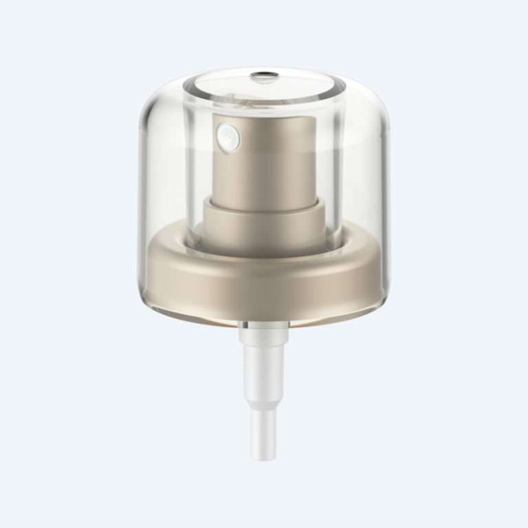 Fine mist spray pump with double wall overcap SR-612G1 with PP material and 0.10ml discharge rate for 60ml bottles