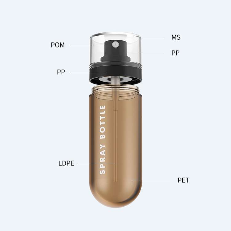 SR-612J1 upside down mist spray bottle in 60ml and 80ml capacities with 0.10ml dosage and LDPE construction.