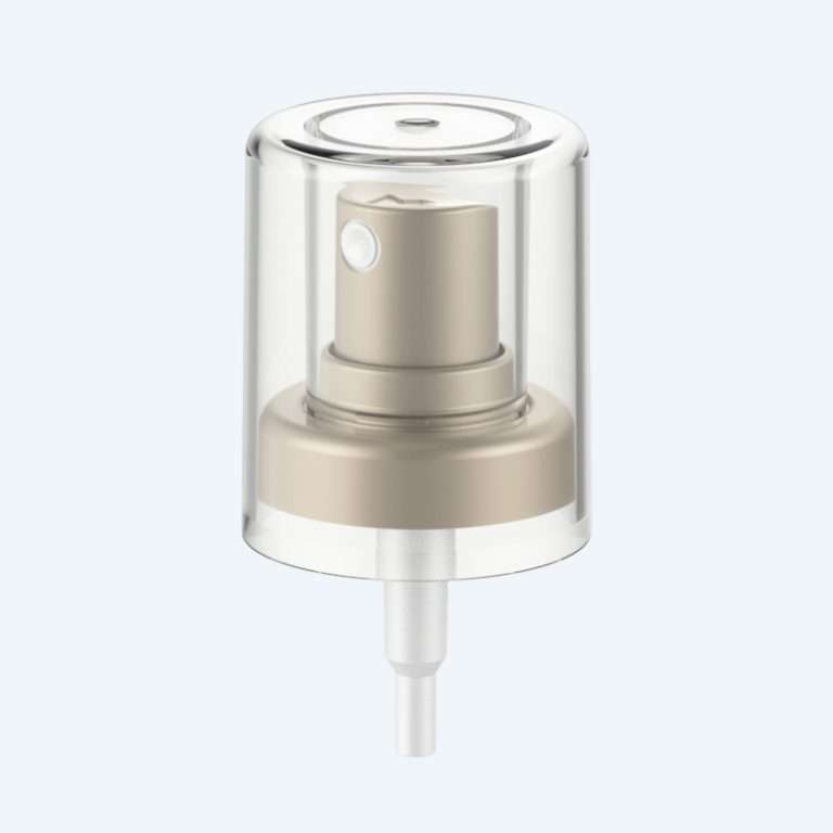 Fine mist spray pump with double wall overcap SR-612K1 with PP material and 0.10ml discharge rate for 70ml bottles
