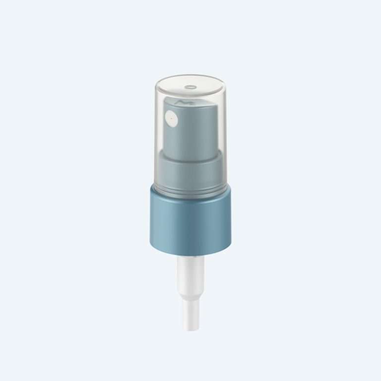 Fine mist spray pump SR-613A with PP material and 0.20ml discharge rate for 18/410 20/410 22/400 and 24/410 neck sizes with ribbed alum or smooth finish