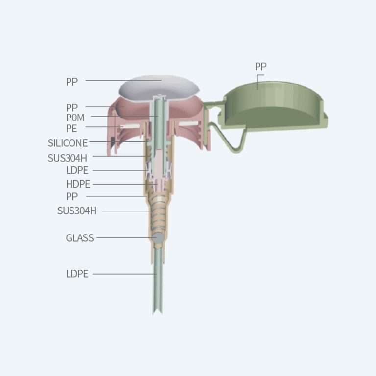 Nail polish remover pump SR-701A with 0.45ml discharge rate for 24/410 28/410 and 33/410 neck sizes with routine silicone or PP stopper options