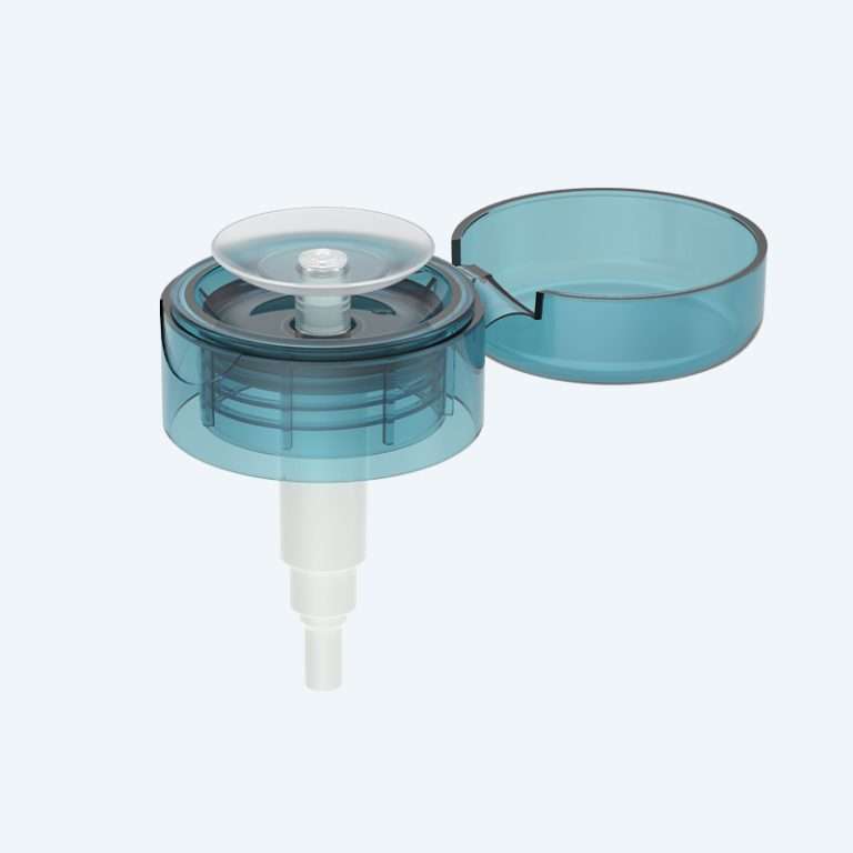 Nail polish remover pump SR-702C with rounded flip top and 0.50ml output for 33/410 neck size with routine silicone or PP stopper options