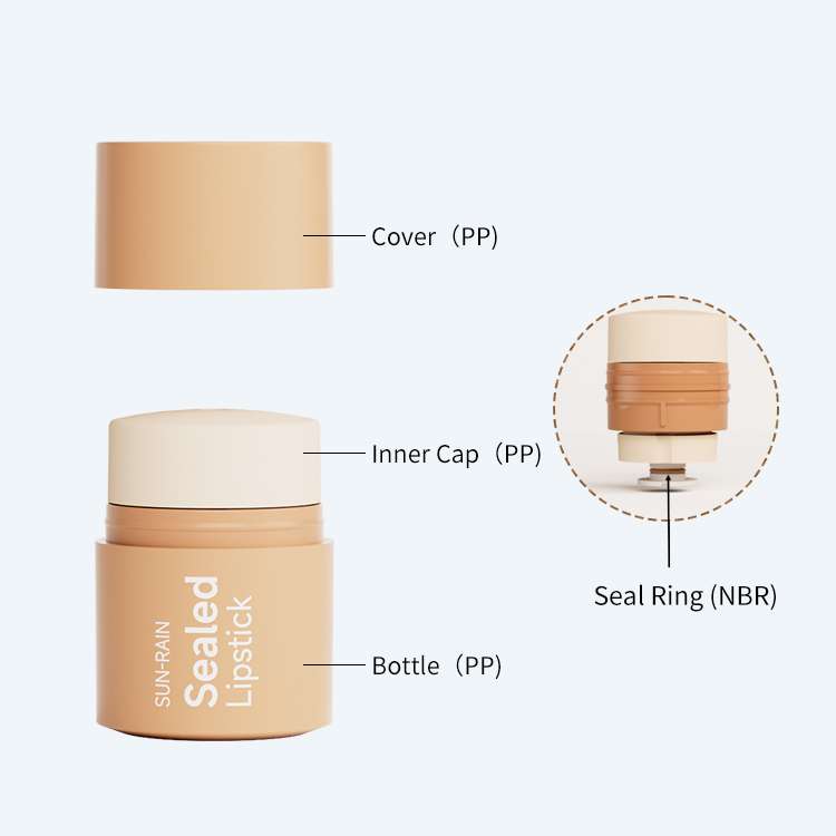 Twist up lip balm tube SR-2506 in 15g with PP cover PP inner cap PP bottle and NBR seal ring for sealed lipstick packaging