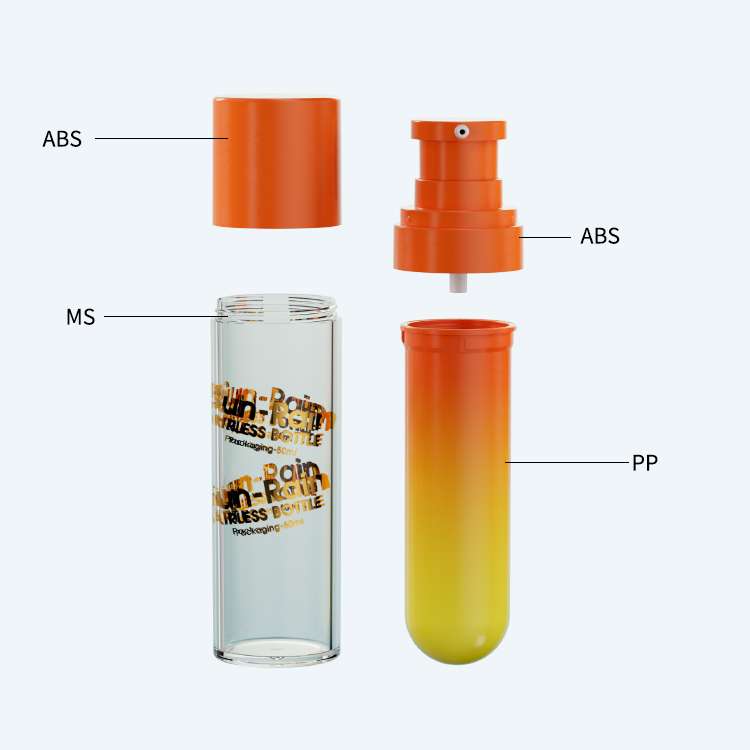 Material composition diagram showing ABS, MS, and PP components.