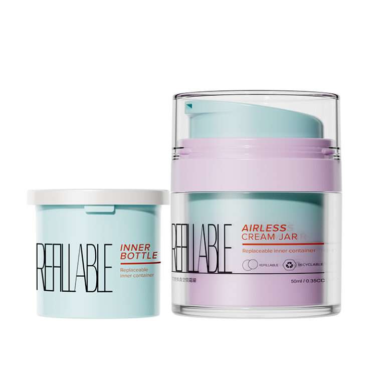 Refillable airless cream jar with replaceable inner container