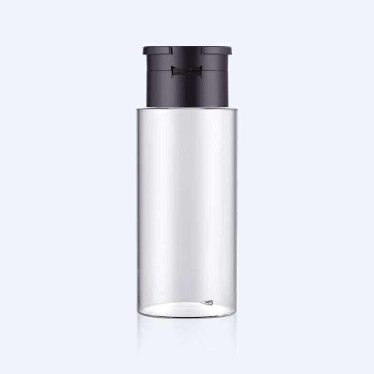 Clear PET bottle 33A1-0240 with 33/410 neck size and 240ml capacity for nail polish remover disinfectant and lotion packaging