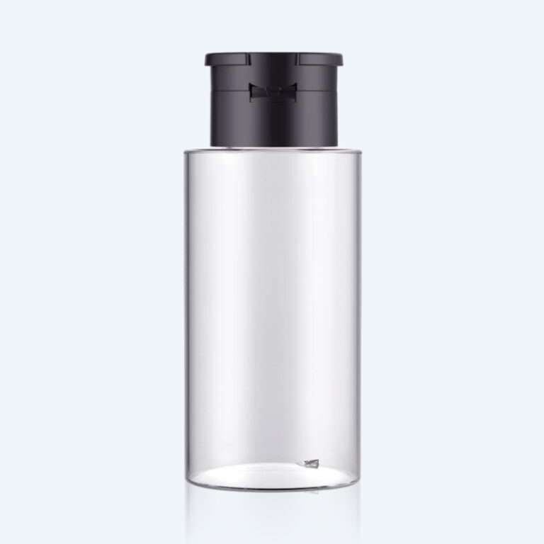 Clear PET bottle 33A1-0300 with 33/410 neck size and 300ml capacity for nail polish remover disinfectant and lotion packaging