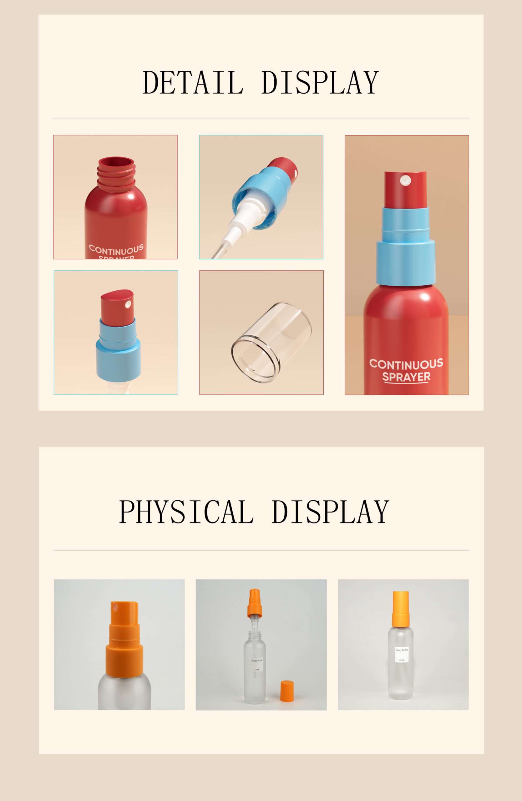 Continuous fine mist spray bottle SR-617A with pump dispenser available in 100ml and 120ml for toner facial mist and skincare spray packaging