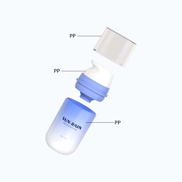 Sun-Rain all-plastic airless bottle constructed entirely from PP material.