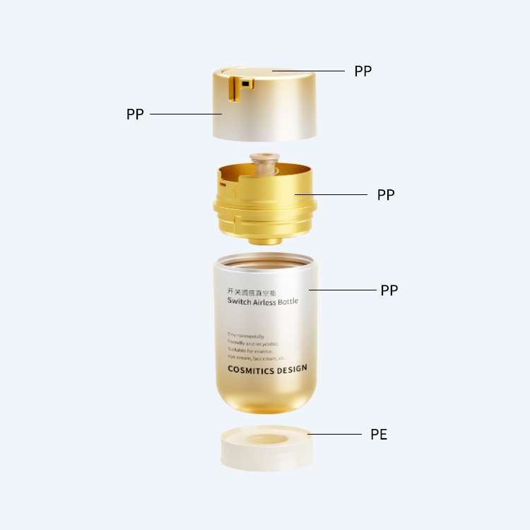 Rotate twist lock airless bottle SR-2135 with switch pump dispenser in 45ml capacity for eye cream face cream and lotion packaging