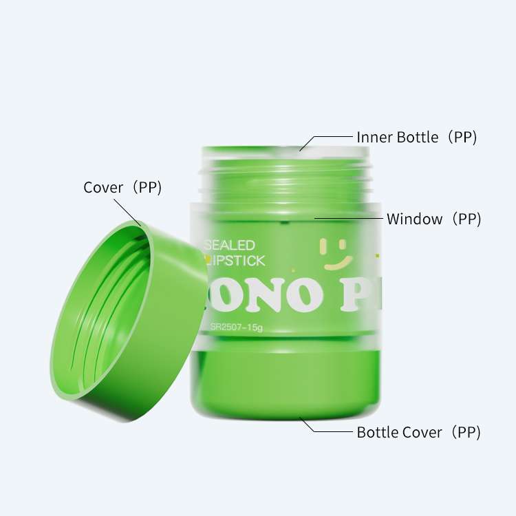 Twist up deodorant bottle SR-2507 in 15g with PP cover PP window and PP bottle cover for solid deodorant packaging