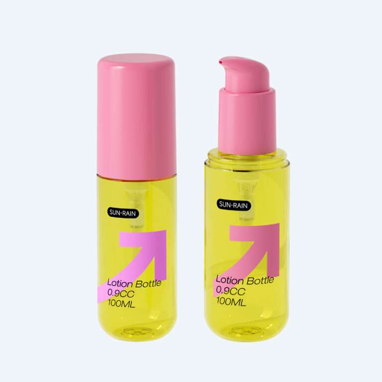 PET lotion bottle SR-2265R with pump dispenser in 100ml with 1.0ml dosage for lotion emulsion and serum packaging