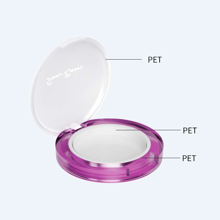 Compact powder case SR-2411 with clear PET mono-material and 10g capacity for pressed powder and highlighter packaging