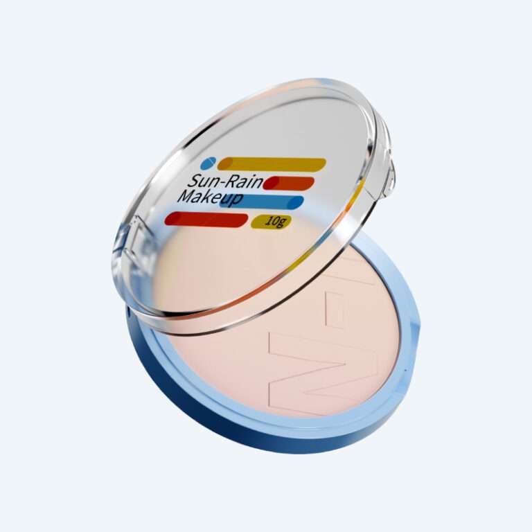 Compact powder case SR-2415 with high-clarity AS material and 10g capacity for pressed powder and makeup packaging