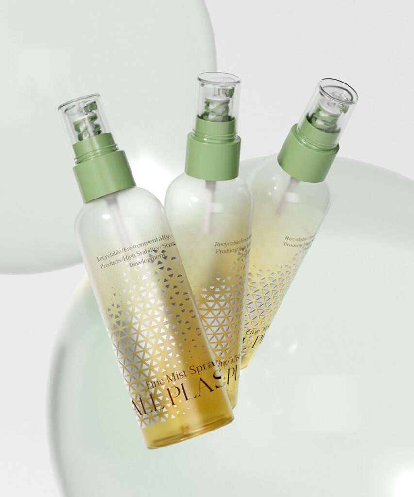 Mono PP spray pump with 6th generation all plastic spring technology for recyclable metal-free fine mist spray packaging