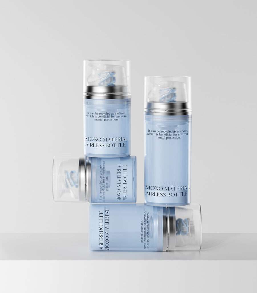 Sustainable mono PP airless bottle SR-2119 with high capacity and high-output dispensing for personal care and skincare applications