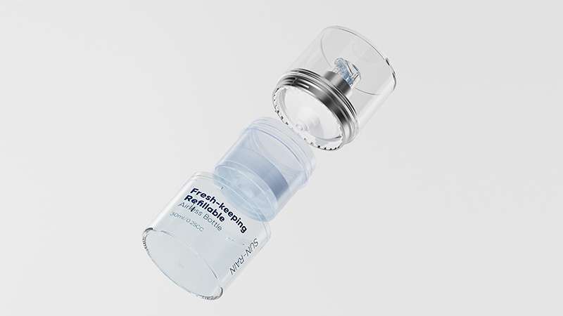Freshness lock airless bottle SR-2199F with compact refillable design and transparent PETG cap for modern skincare